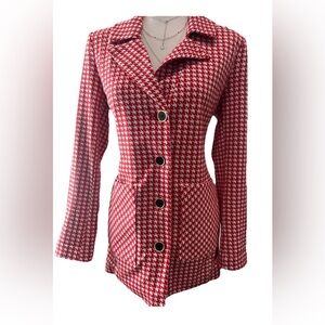 Cabi Red Houndstooth Button-Front Women's Jacket